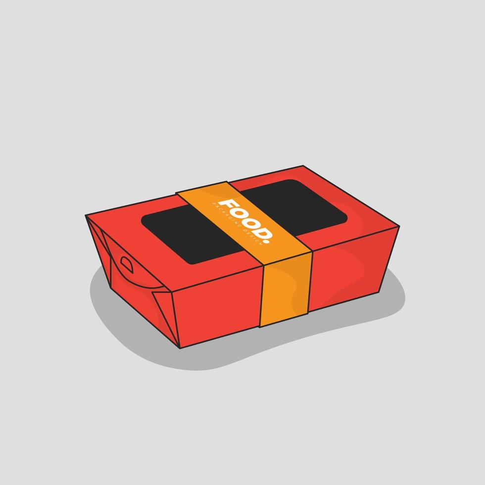 boîte de nourriture fermée dans un modèle de ruban rouge et jaune pour la conception d'emballage de produit vecteur