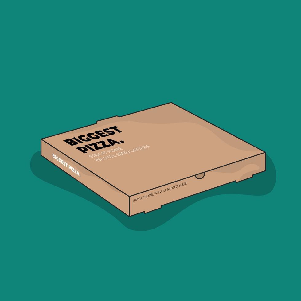 modèle de conteneur de grande boîte dans la conception de vieux papiers pour la conception d'emballages de produits de pizza vecteur