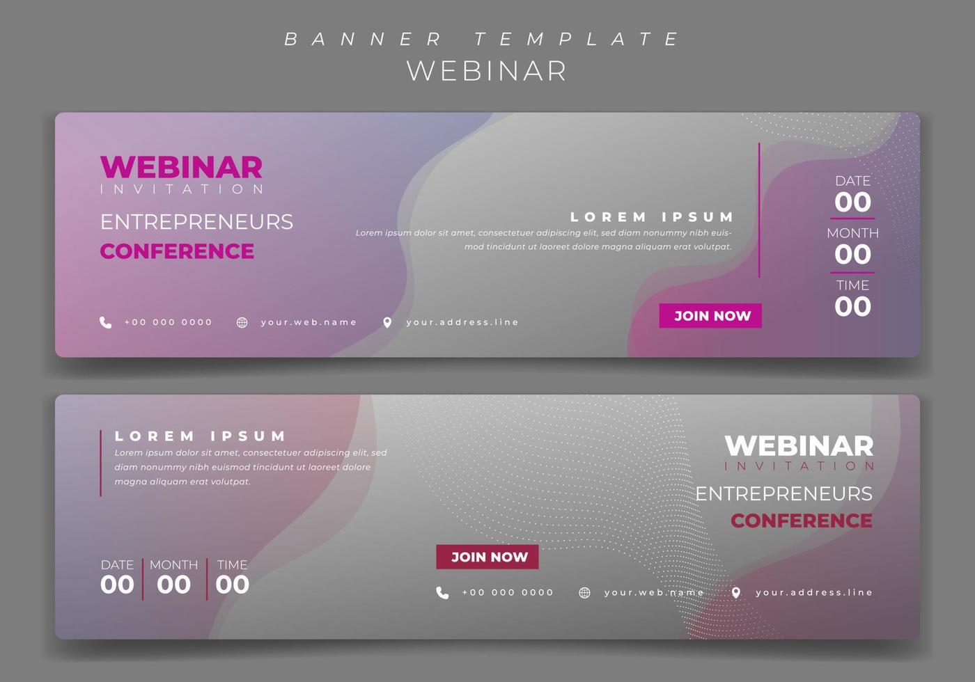 modèle de bannière en aménagement paysager avec fond rose et gris pour la conception d'invitations à un webinaire vecteur