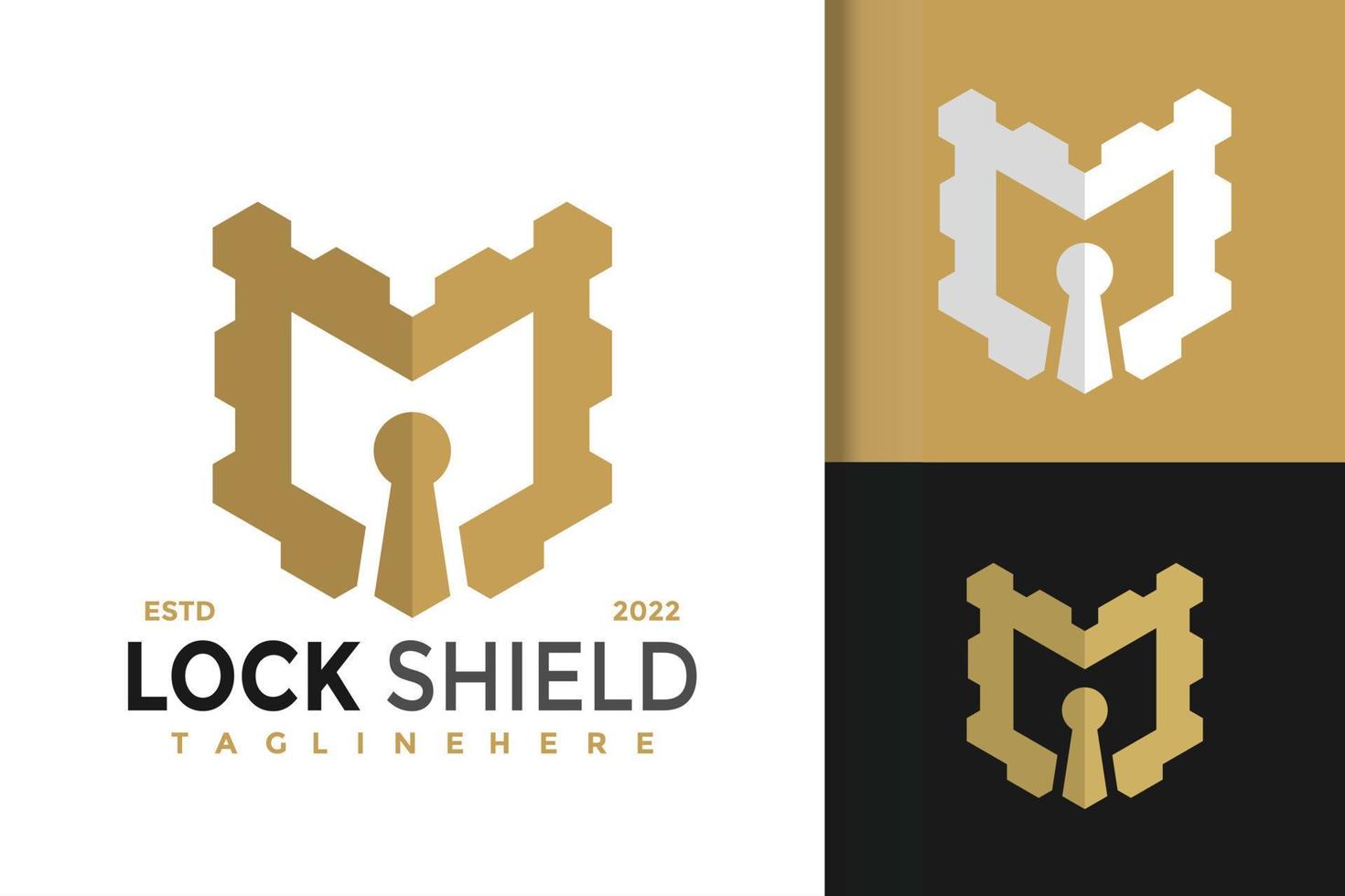 lettre m lock shield modèle vectoriel de conception de logo élégant moderne