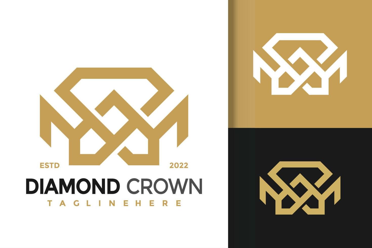 modèle de vecteur de conception de logo moderne de couronne de diamant de luxe