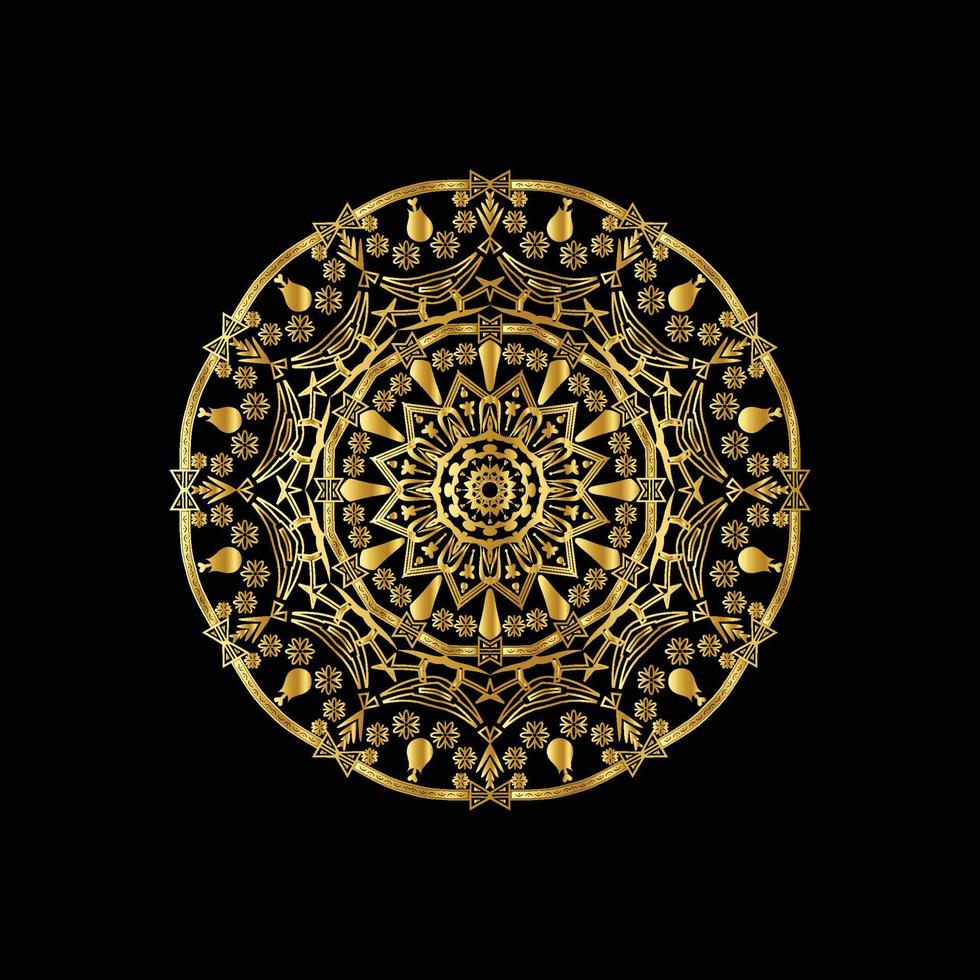 conception de mandala motif doré conception de fond de mandala ornemental de luxe en couleur or vecteur