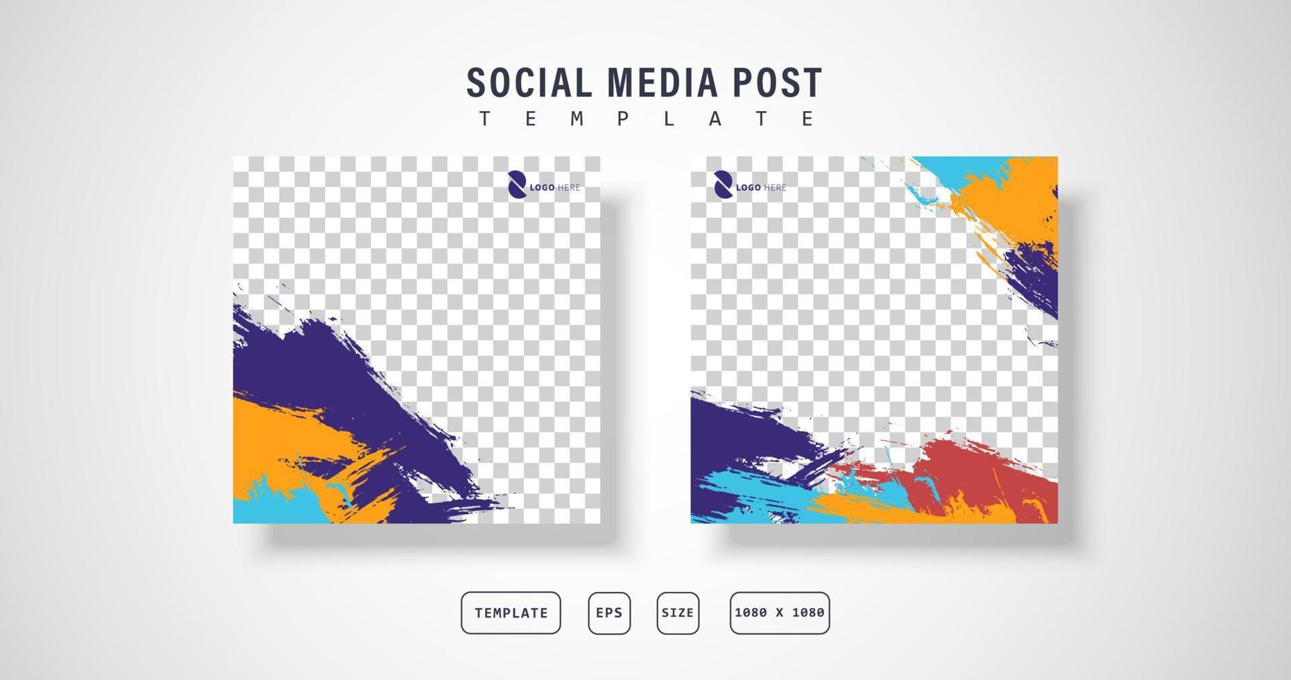bannière de publication de médias sociaux de conception minimaliste, éclaboussure de couleur, vecteur eps 10