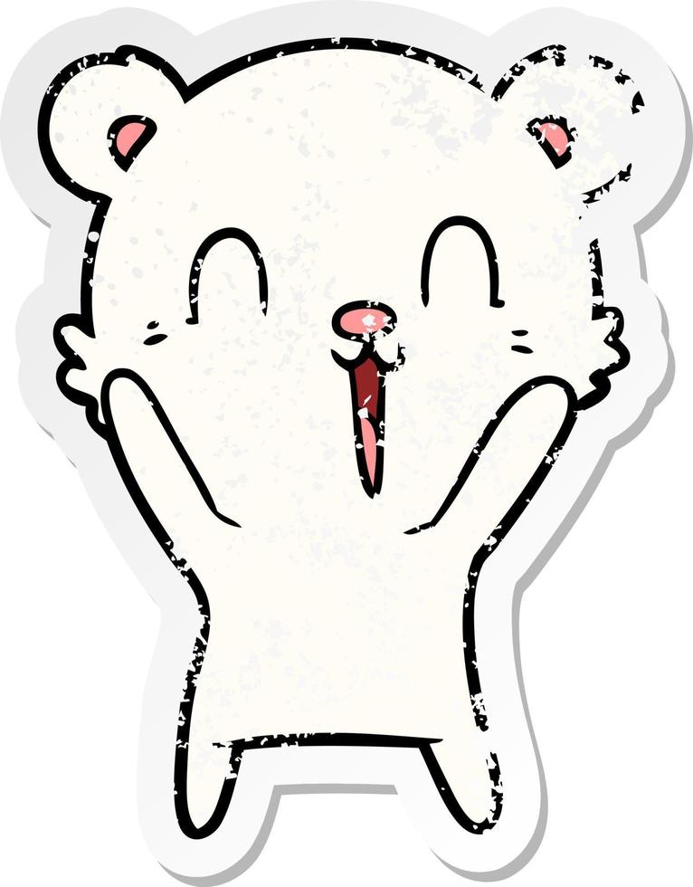 autocollant en détresse d'un ours polaire de dessin animé heureux vecteur