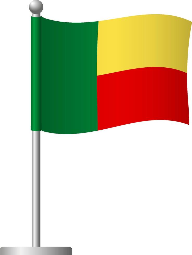 drapeau bénin sur l'icône du poteau vecteur