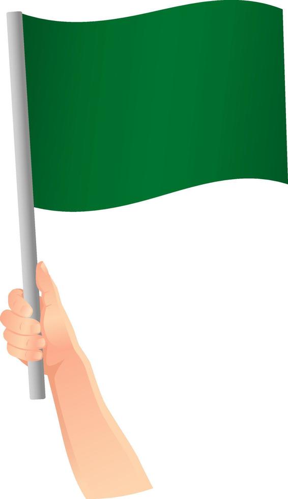 drapeau vert dans l'icône de la main vecteur