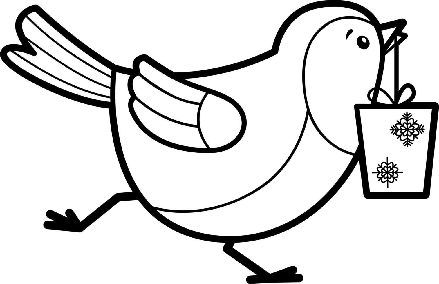 livre ou page de coloriage de noël. illustration vectorielle de noël oiseau noir et blanc vecteur