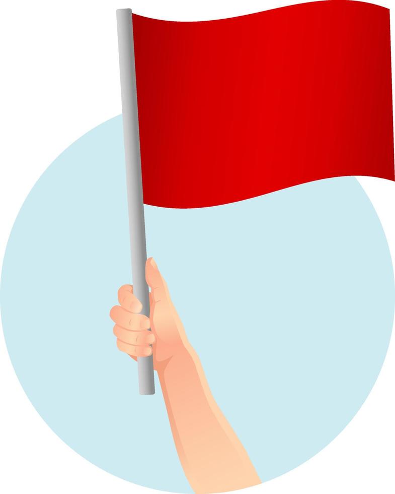 drapeau rouge dans l'icône de la main vecteur