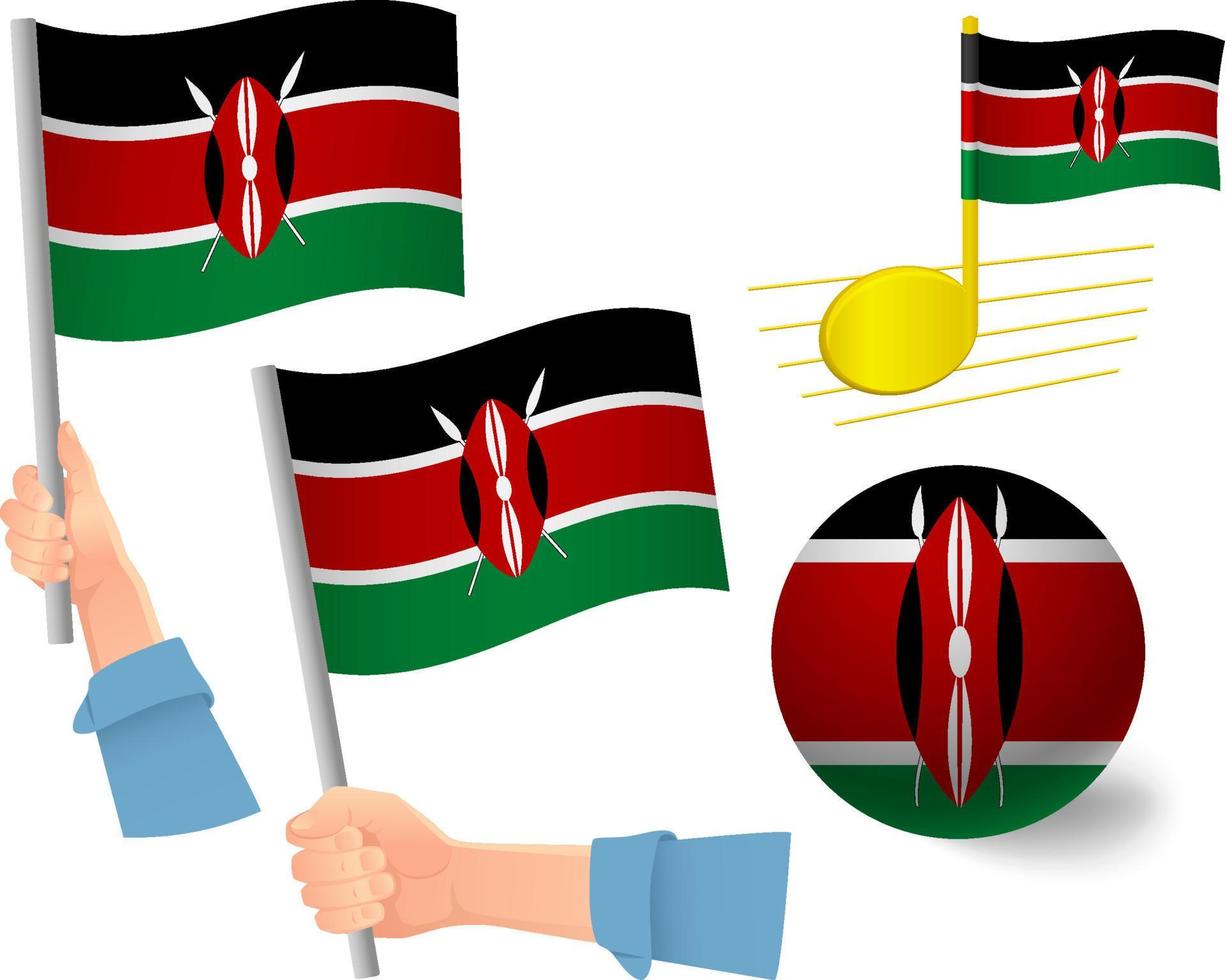 jeu d'icônes de drapeau du kenya vecteur