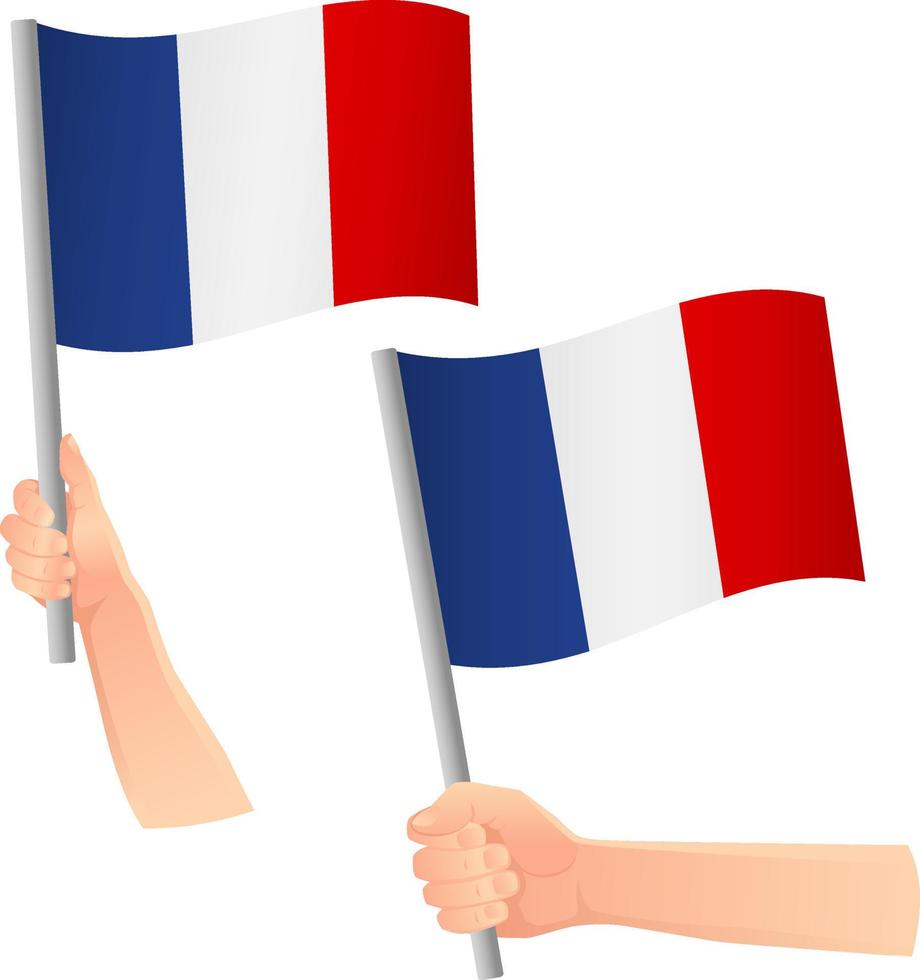 drapeau de la france dans l'icône de la main vecteur