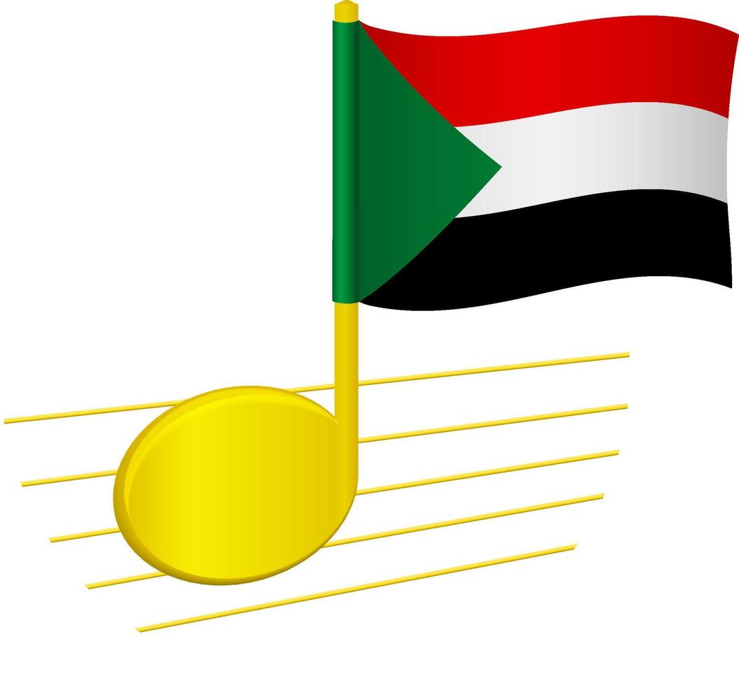 drapeau du soudan et note de musique vecteur