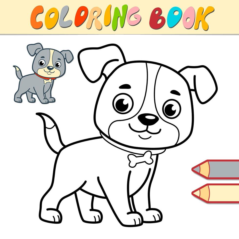 livre de coloriage ou page pour les enfants. vecteur de chien noir et blanc