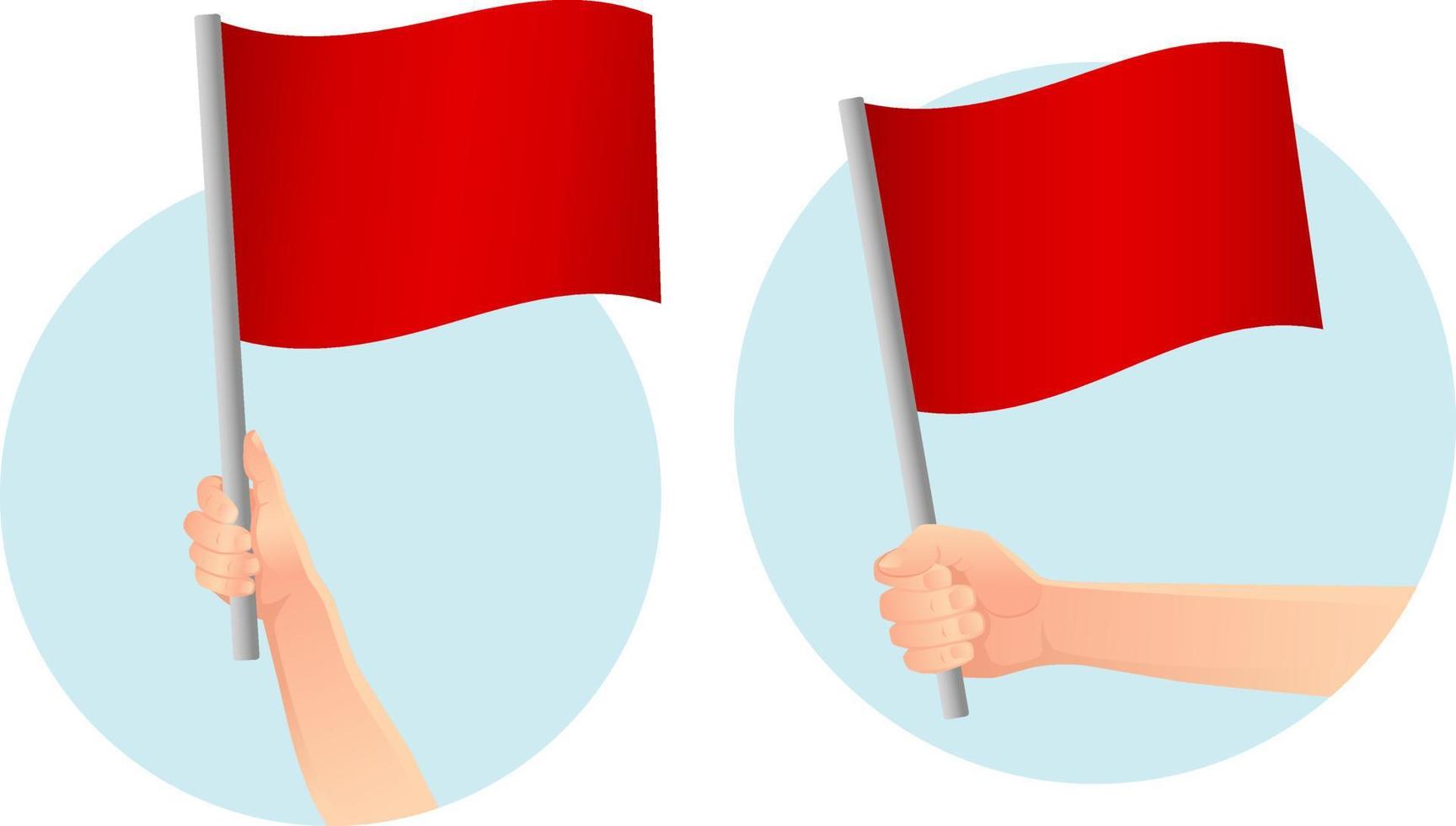 drapeau rouge dans l'icône de la main vecteur