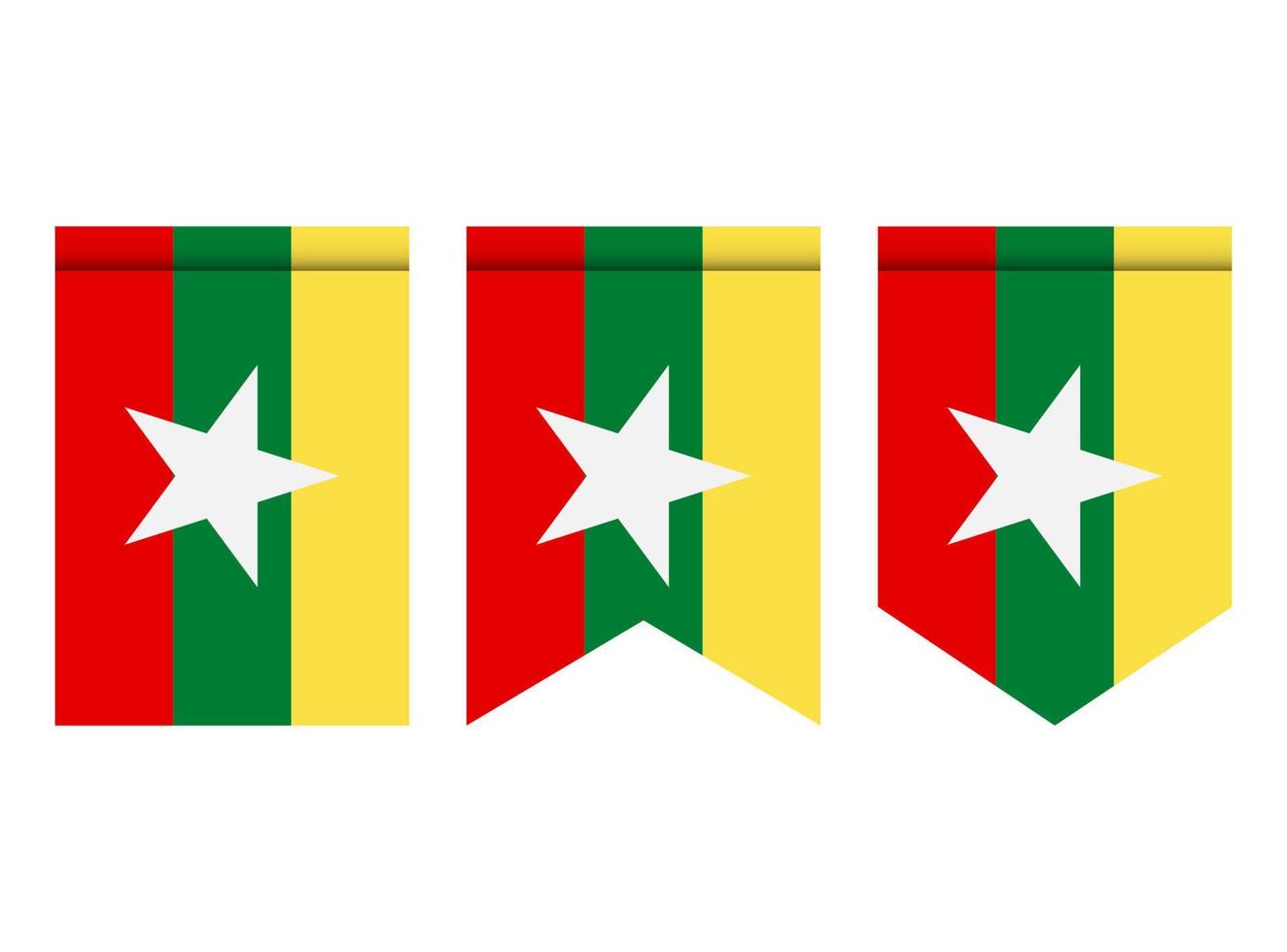 drapeau du myanmar ou fanion isolé sur fond blanc. icône de drapeau de fanion. vecteur