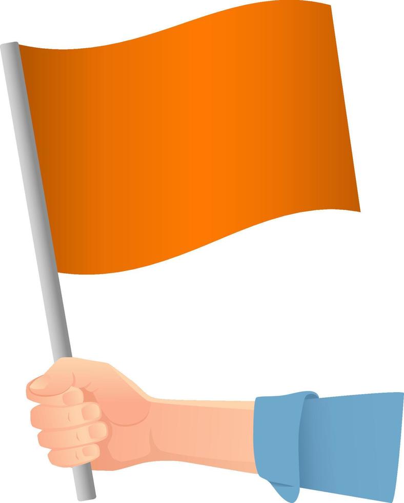 drapeau orange à la main vecteur