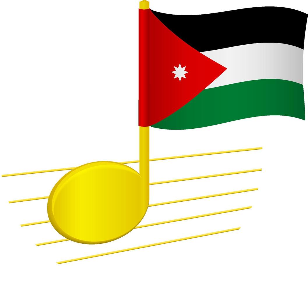 drapeau jordanien et note de musique vecteur