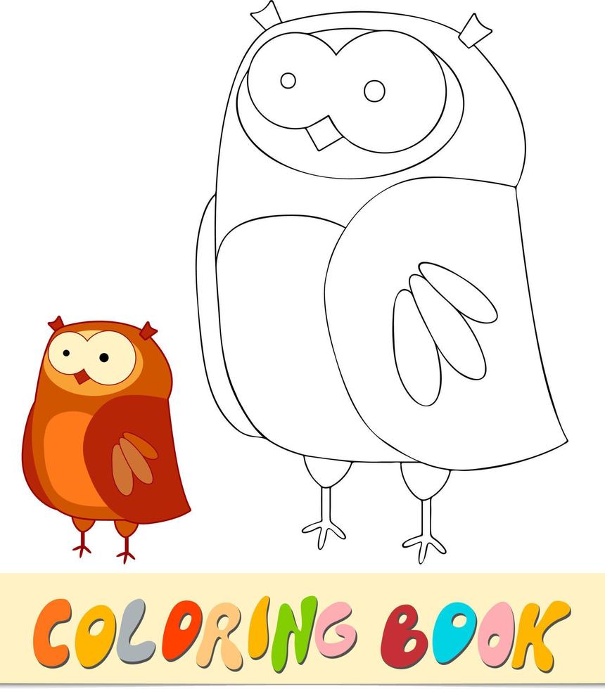 livre de coloriage ou page pour les enfants. chouette illustration vectorielle noir et blanc vecteur