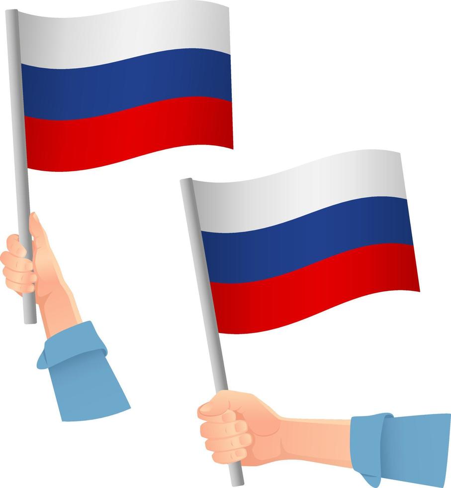drapeau de la russie dans l'icône de la main vecteur