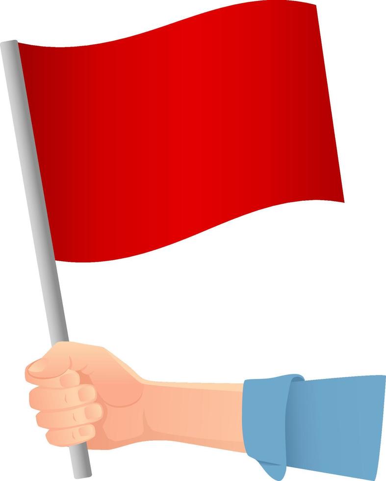 drapeau rouge à la main vecteur