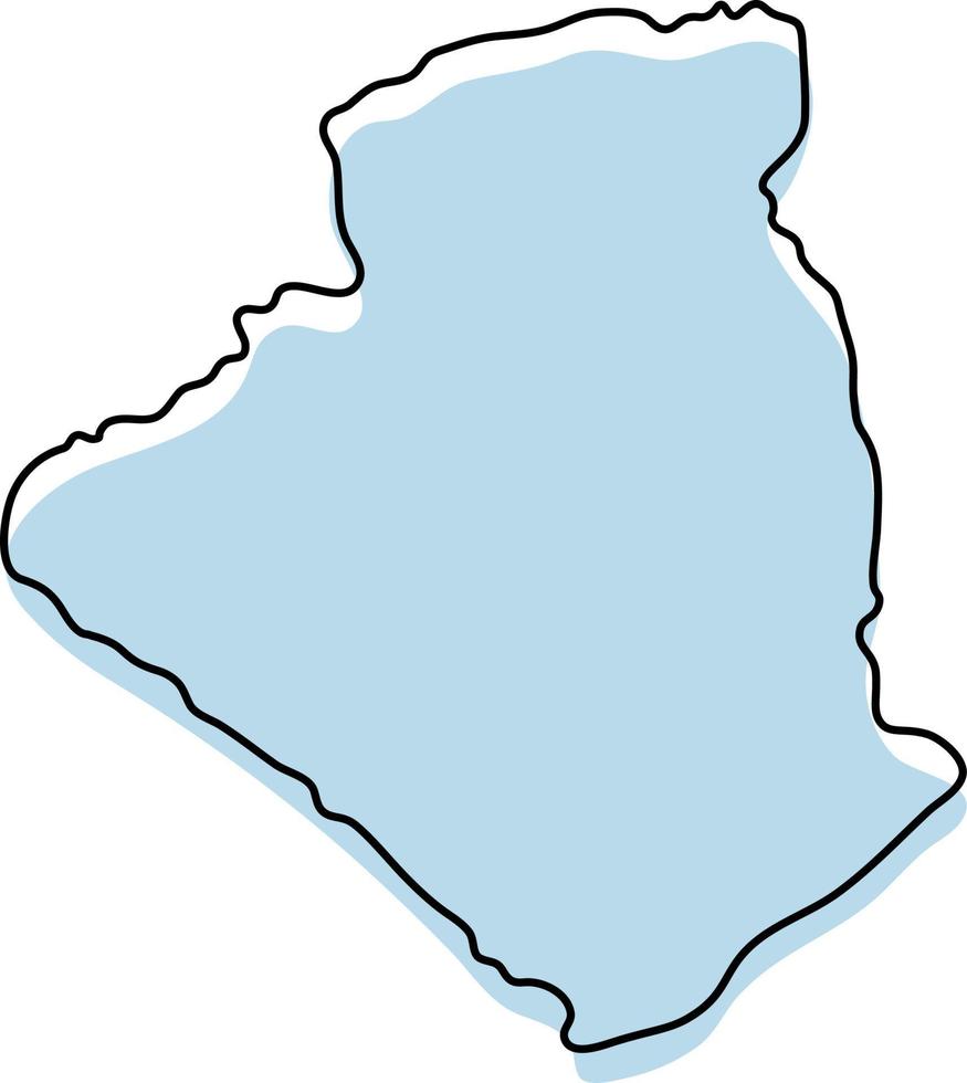 carte simple stylisée de l'icône de l'algérie. croquis bleu carte de l'algérie illustration vectorielle vecteur