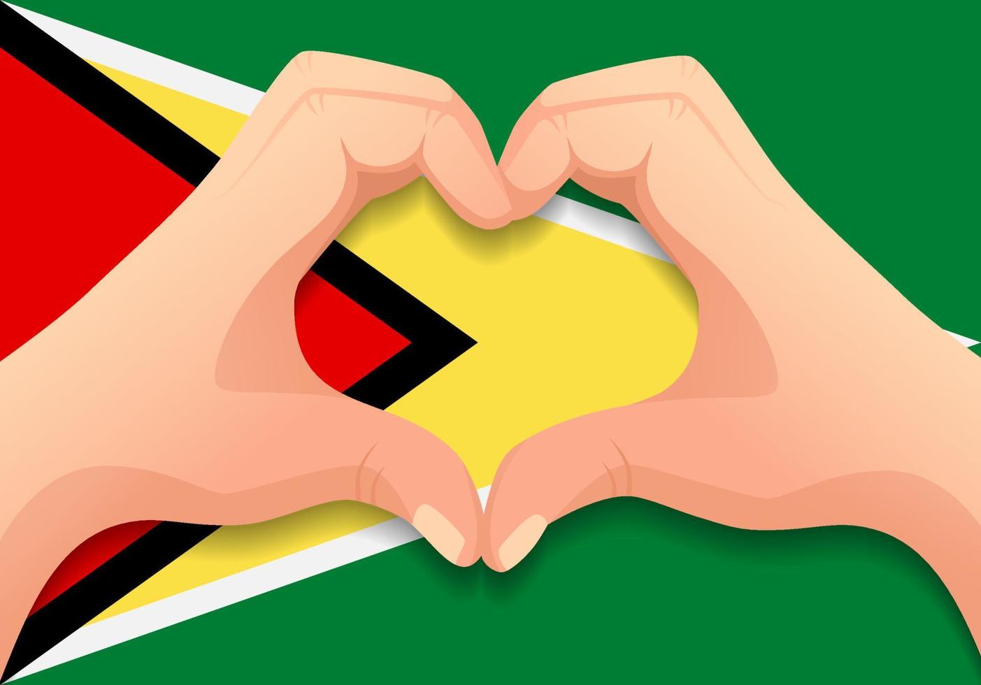 drapeau de la guyane et forme de coeur à la main vecteur