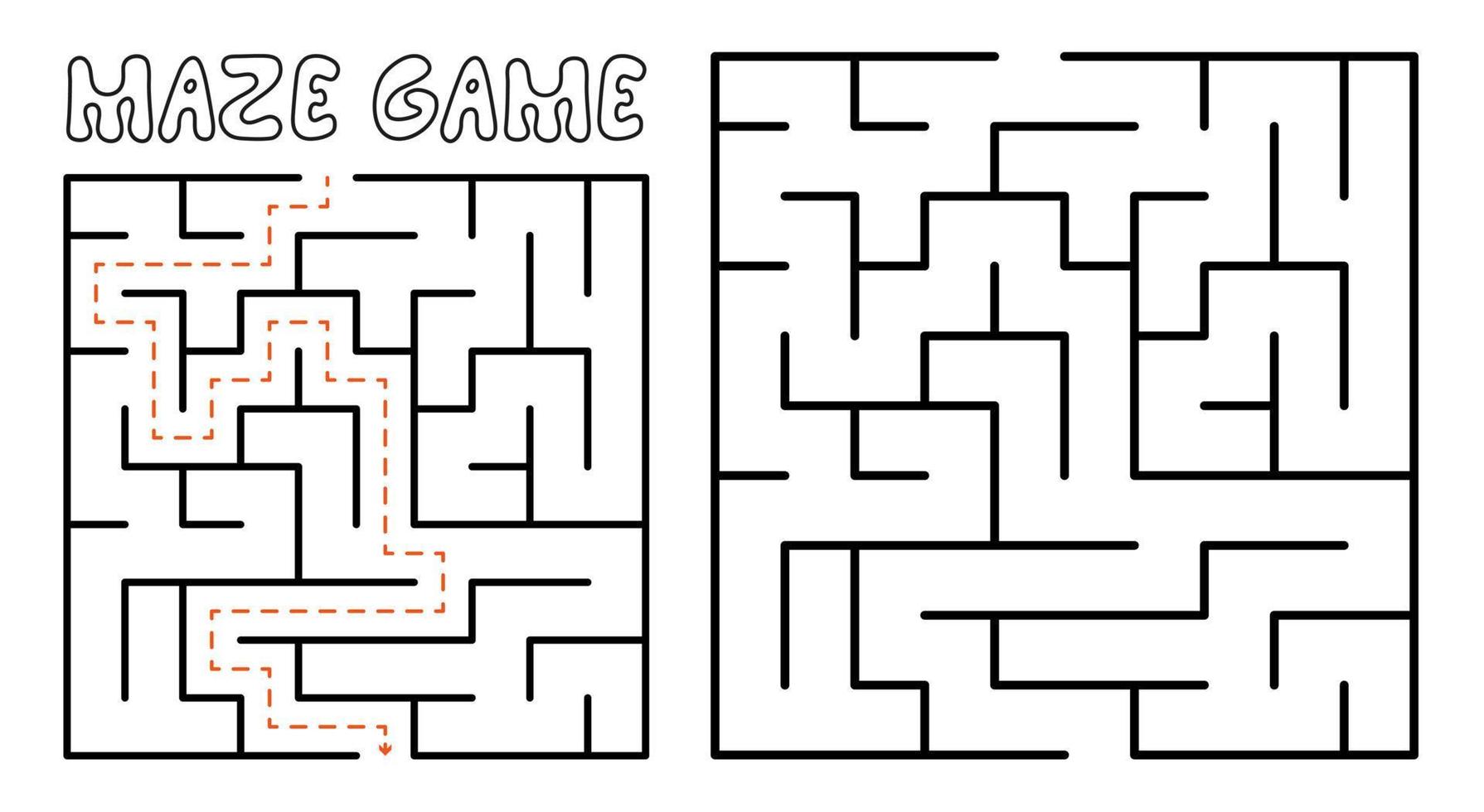 jeu de labyrinthe pour les enfants. puzzle labyrinthe avec solution vecteur