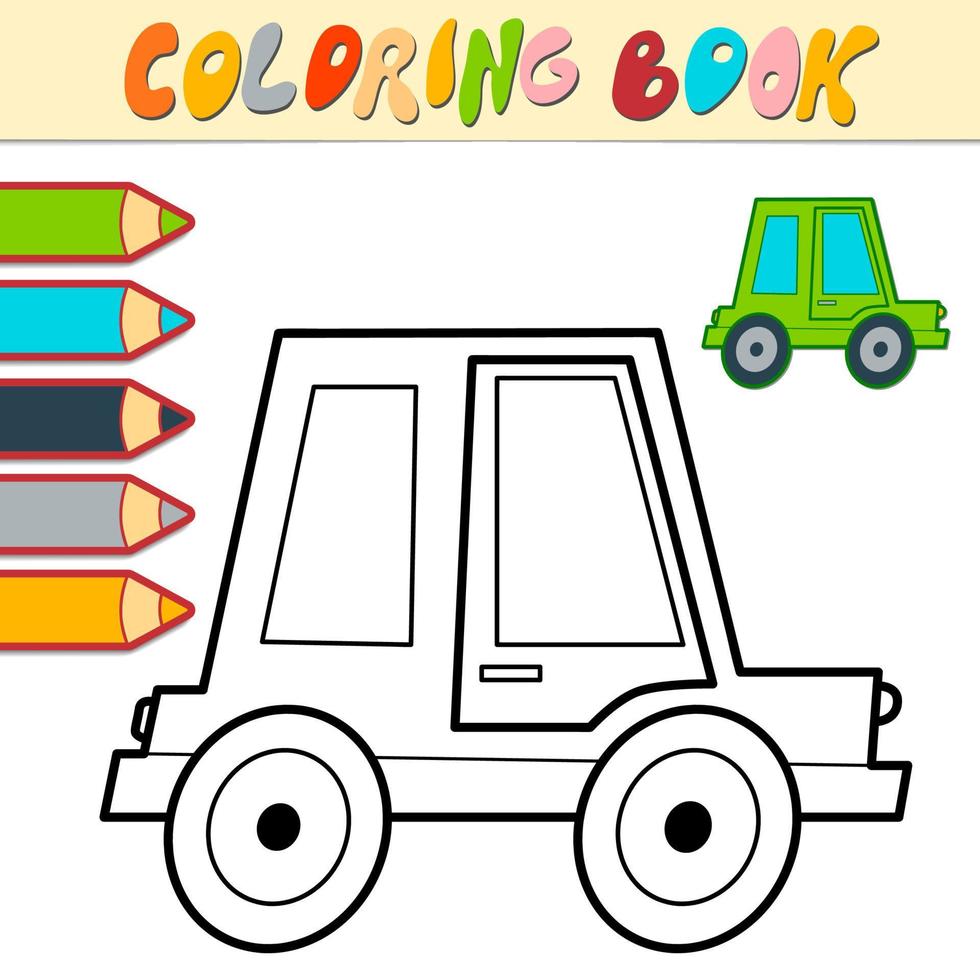 livre de coloriage ou page pour les enfants. vecteur de voiture noir et blanc