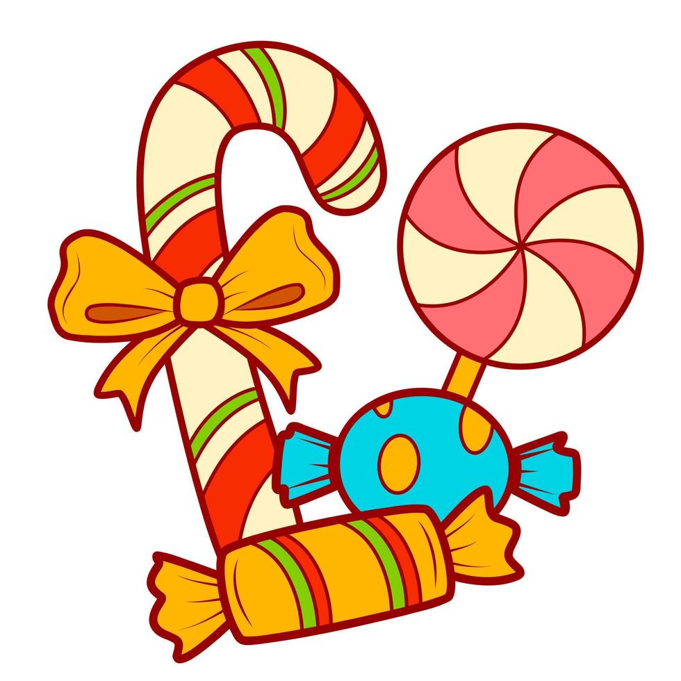 clipart de dessins animés de noël. bonbon de noël clipart illustration vectorielle vecteur