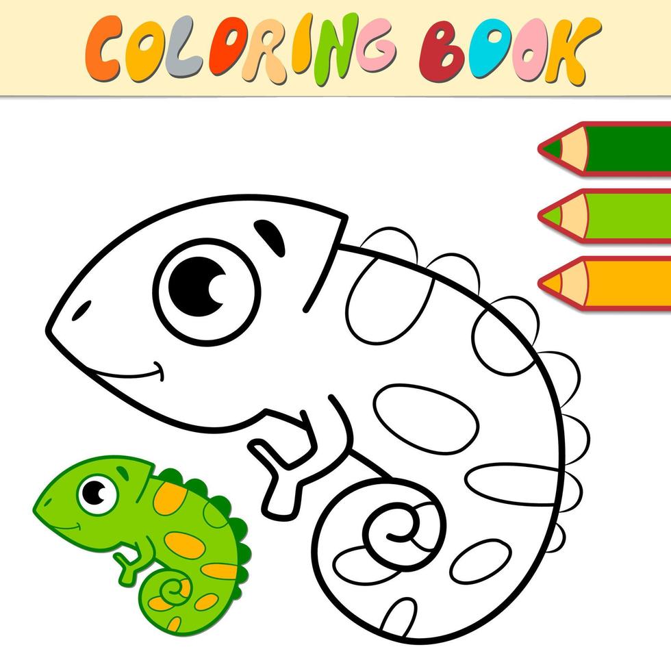 livre de coloriage ou page pour les enfants. vecteur noir et blanc iguane