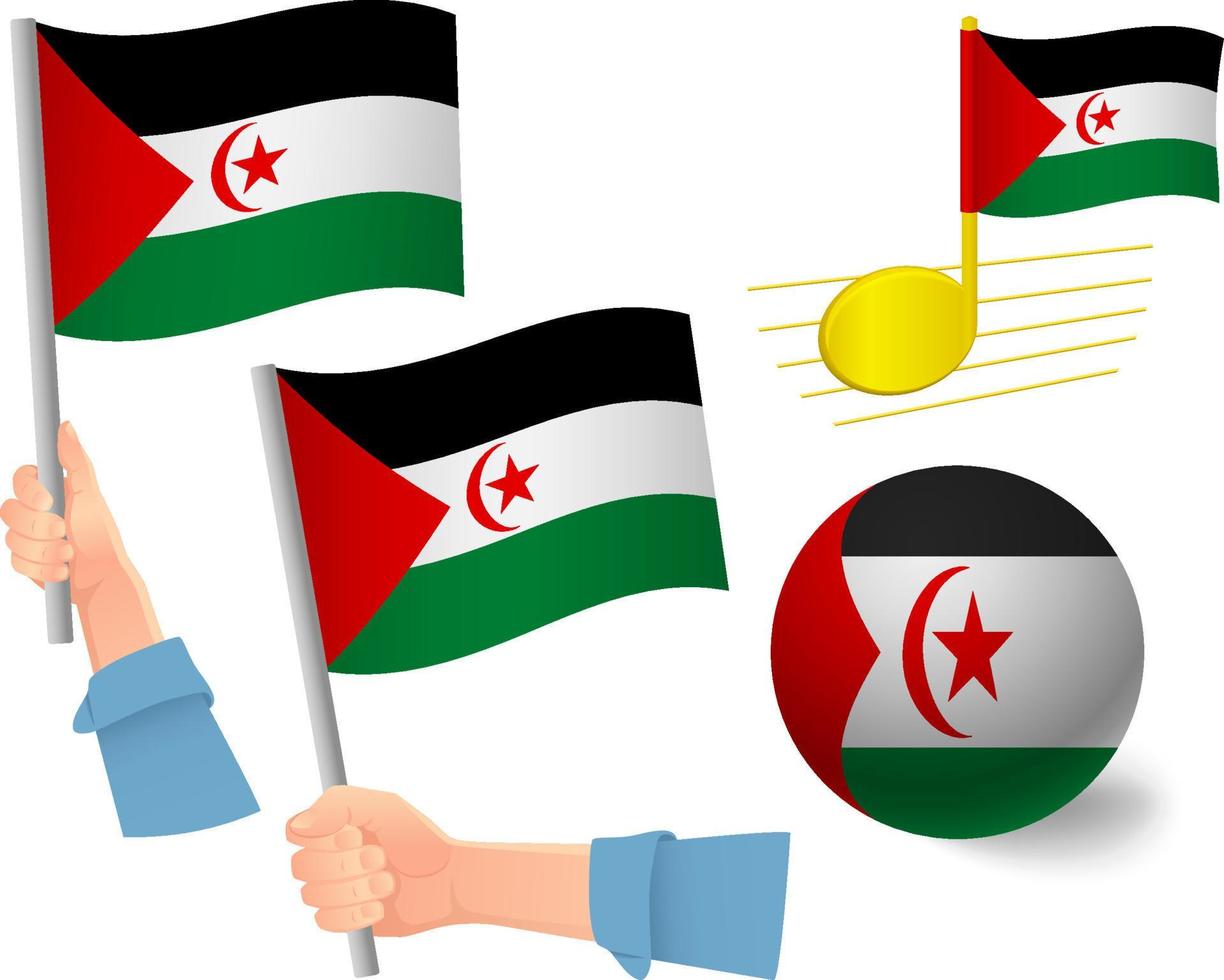 ensemble d'icônes de drapeau de la république arabe sahraouie démocratique vecteur
