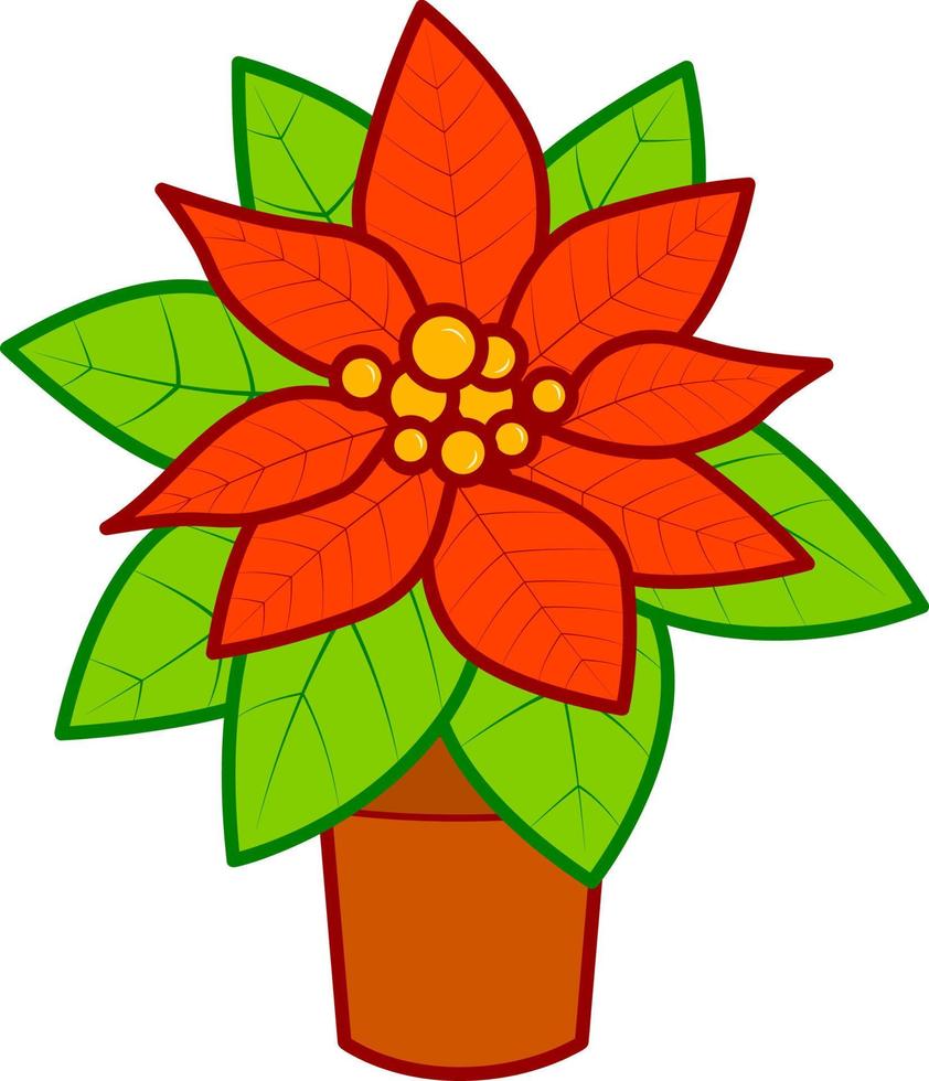 clipart de dessins animés de noël. illustration vectorielle poinsettia vecteur