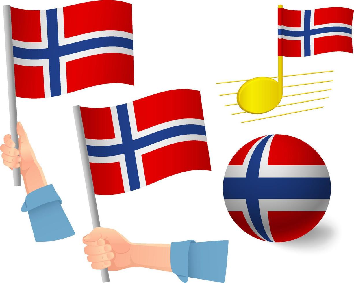 jeu d'icônes de drapeau norvège vecteur