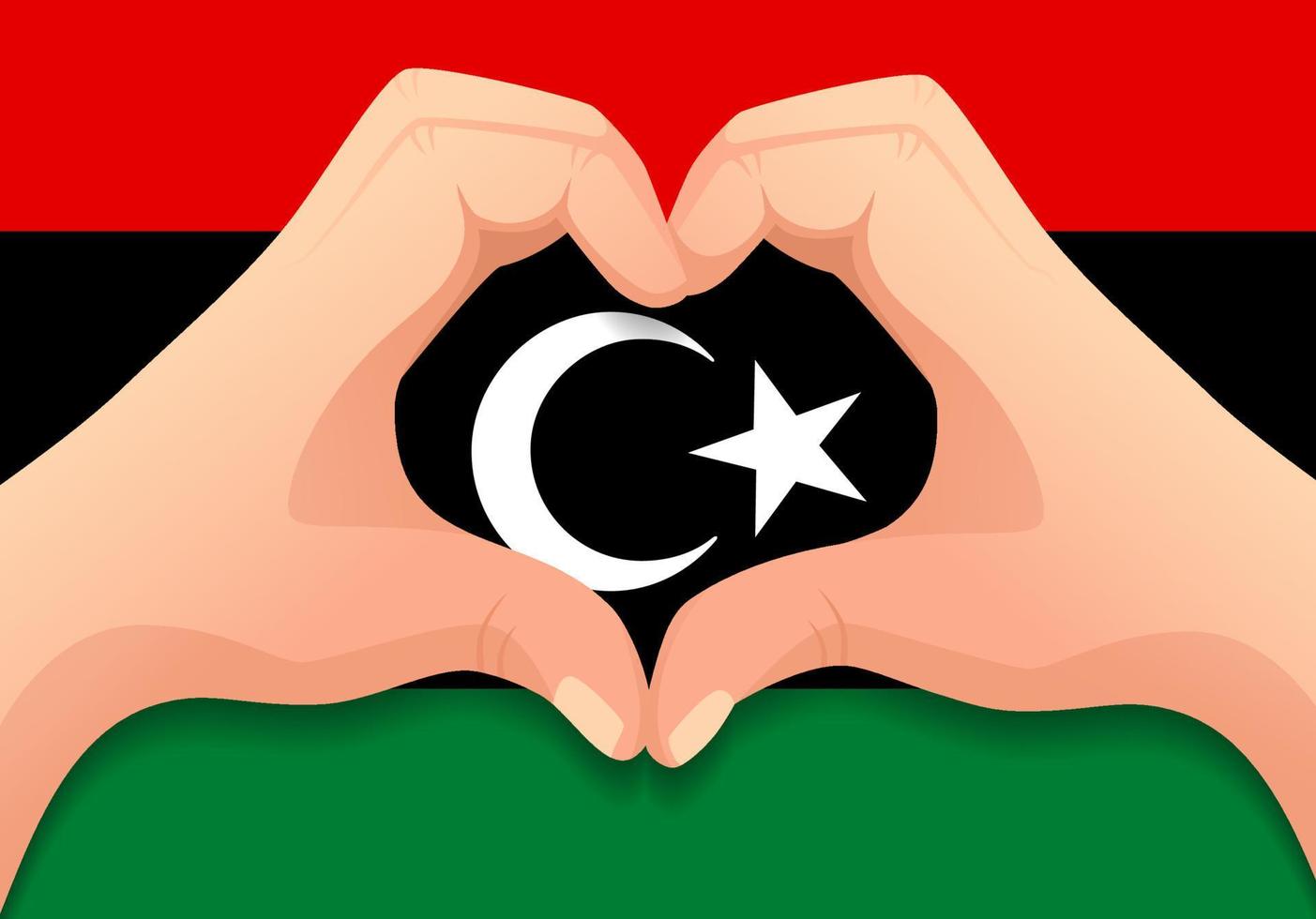drapeau de la libye et forme de coeur à la main vecteur