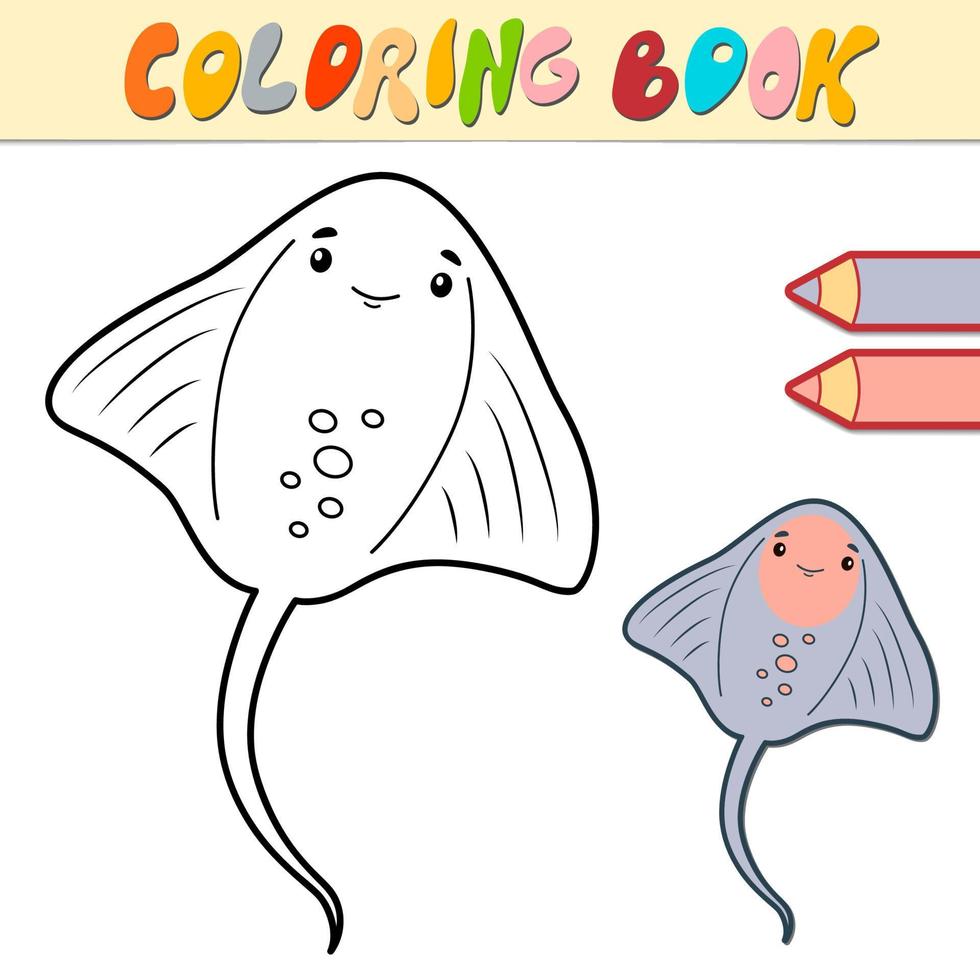 livre de coloriage ou page pour les enfants. crampe-poisson vecteur noir et blanc