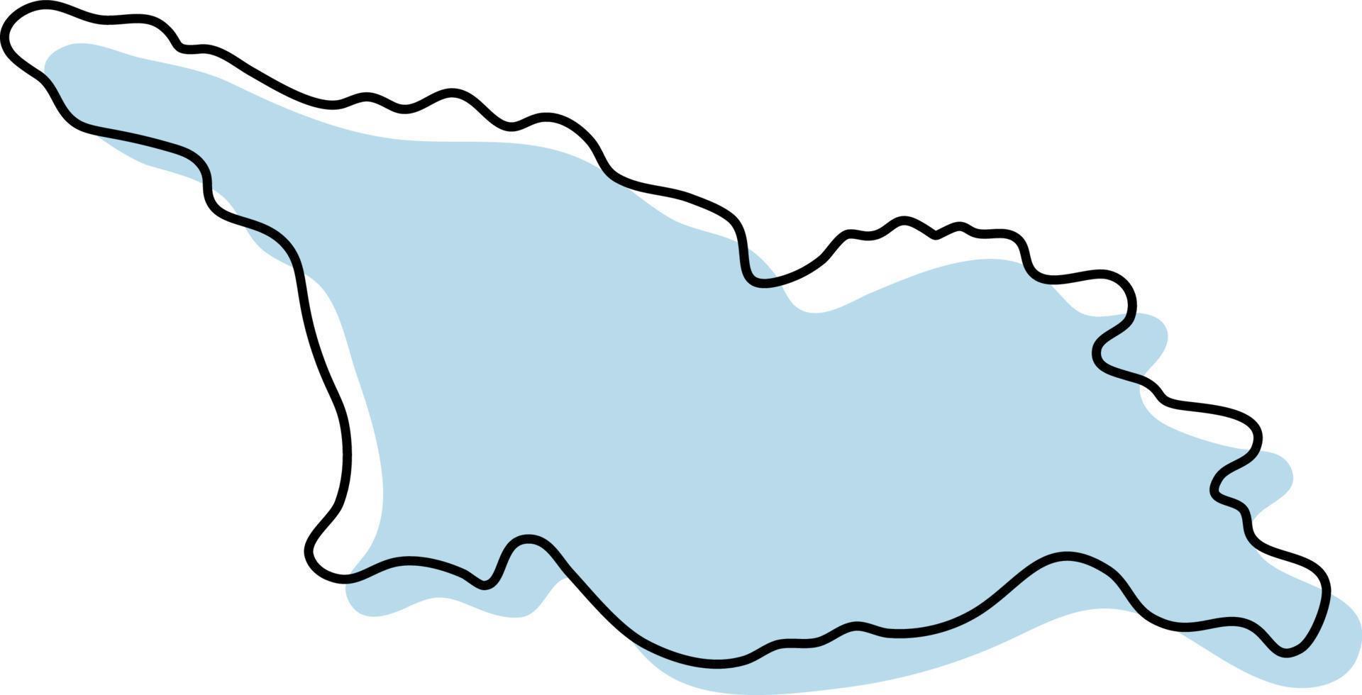 carte simple stylisée de l'icône de la géorgie. croquis bleu carte de la géorgie illustration vectorielle vecteur