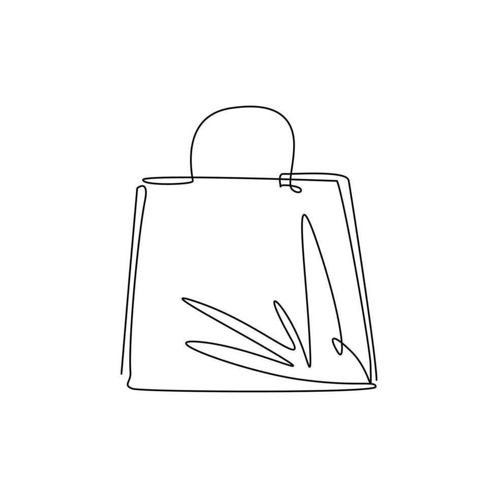 un seul dessin au trait sac en papier commercial. paquet élégant pour l'achat. ventes de vacances, remise. entreprise de commerce électronique, boutique en ligne ou boutique. illustration vectorielle graphique de conception de dessin en ligne continue vecteur