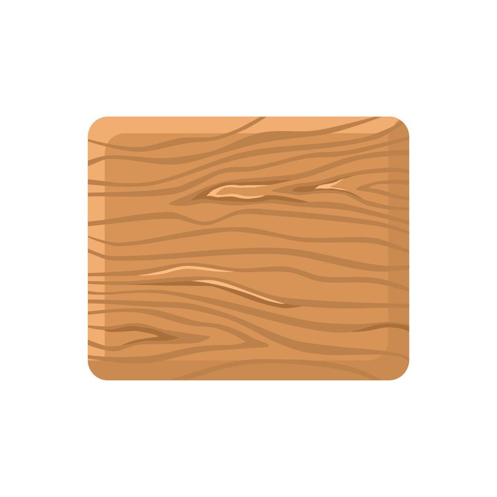 plaque carrée en bois, tablette rustique sur fond blanc isolé. illustration de dessin animé de vecteur