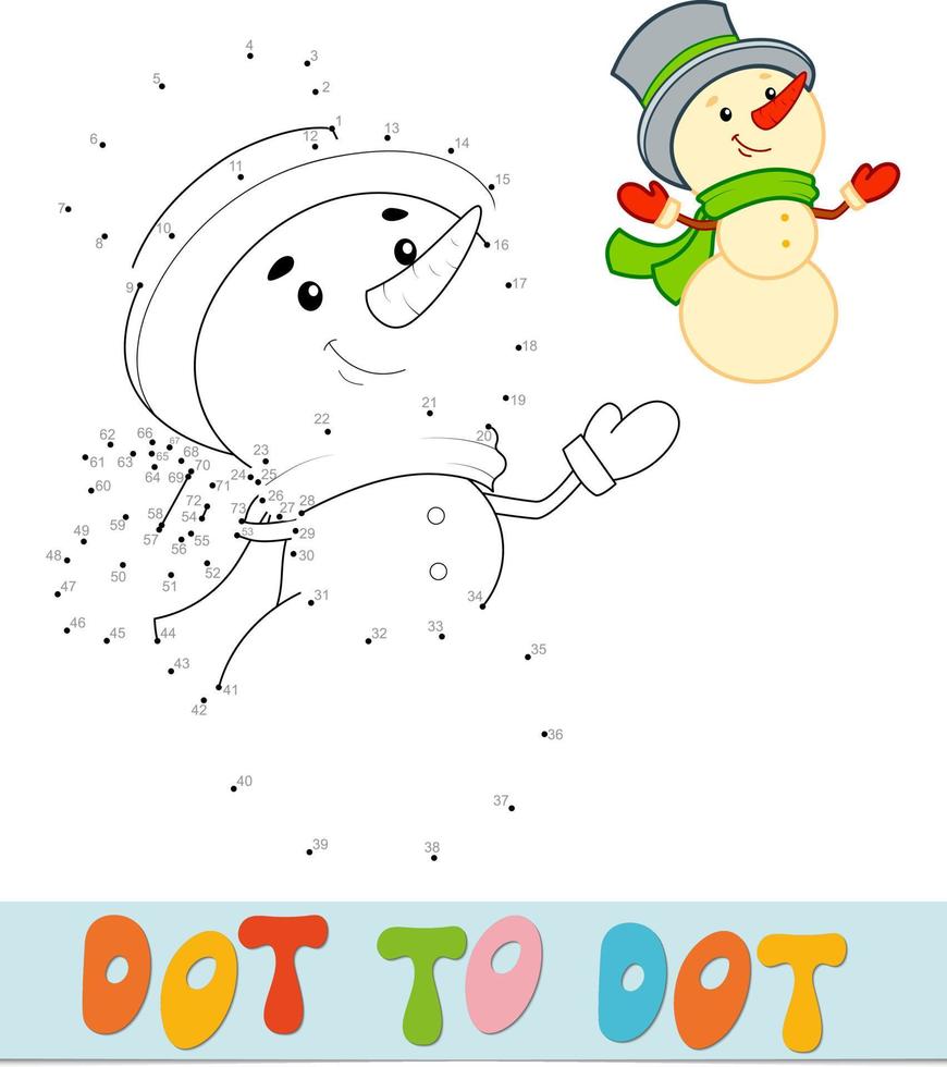 puzzle de Noël point à point. connecter le jeu de points. illustration vectorielle de bonhomme de neige vecteur