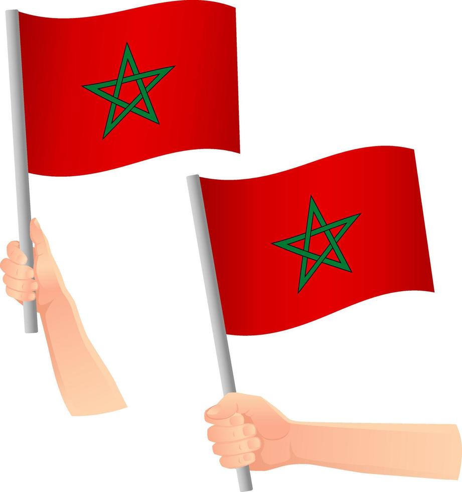 drapeau marocain dans l'icône de la main vecteur