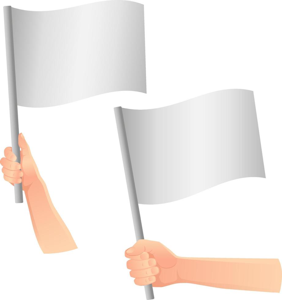 drapeau blanc dans l'icône de la main vecteur