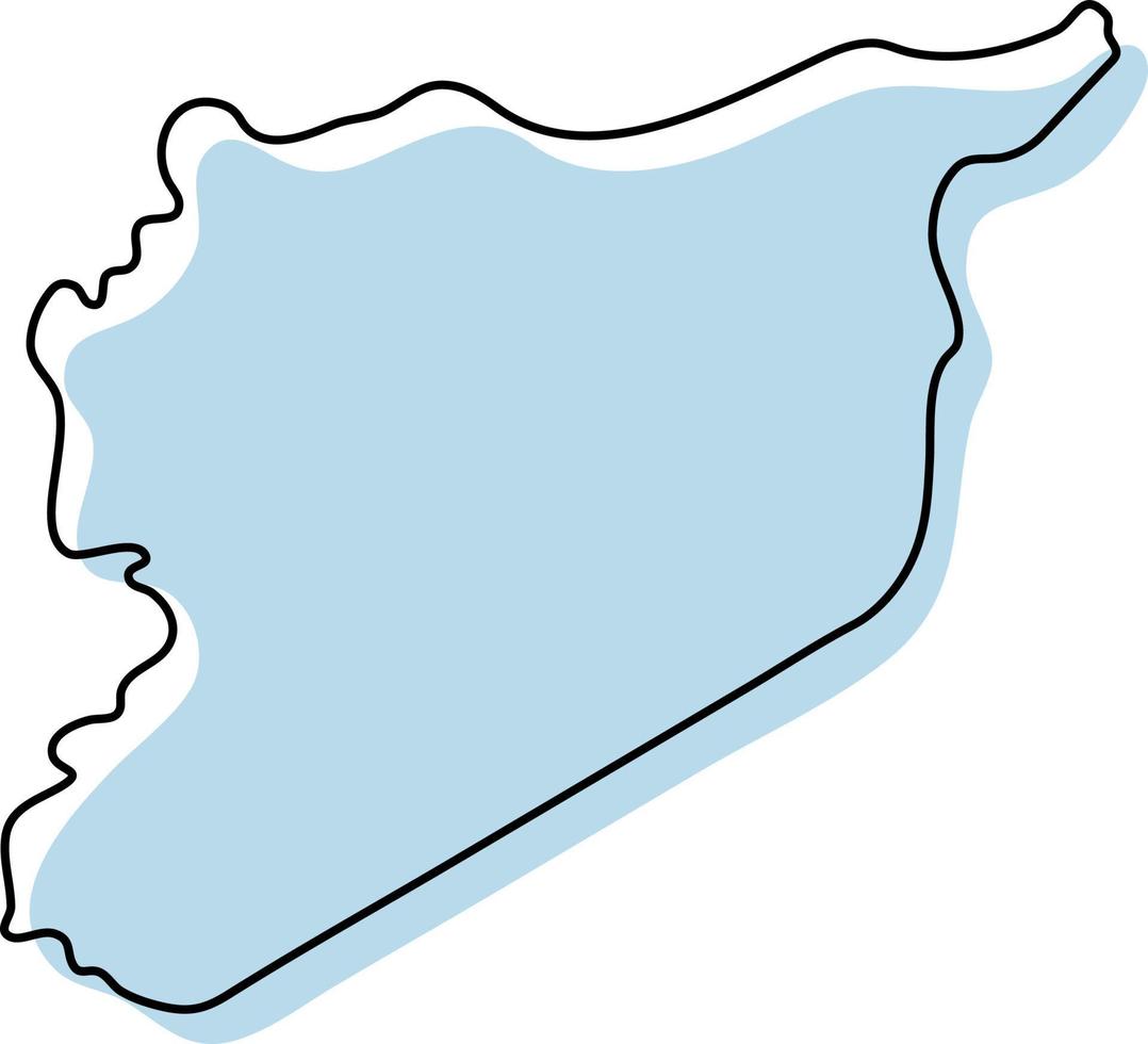 carte simple stylisée de l'icône de la syrie. croquis bleu carte de la syrie illustration vectorielle vecteur