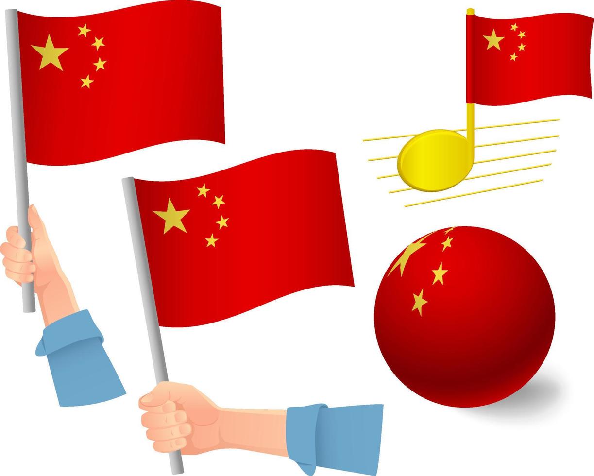 jeu d'icônes de drapeau de la chine vecteur