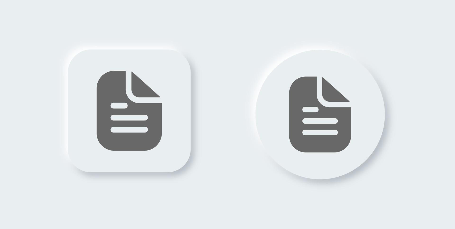 icône solide de document dans le style de conception néomorphe. icône de vecteur de papier écrit plié.