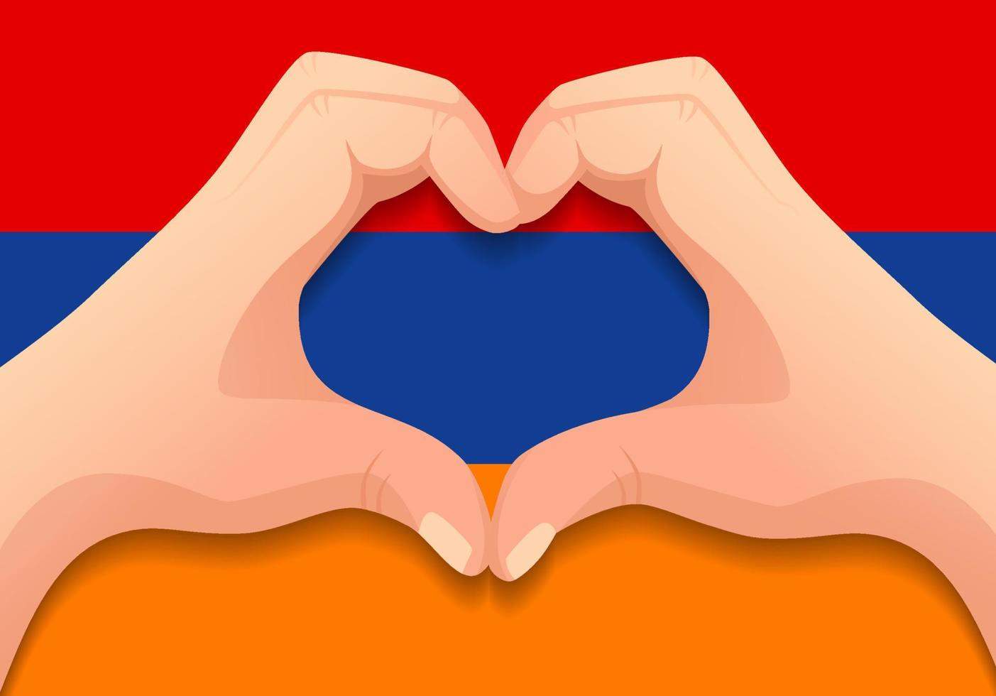 drapeau arménien et forme de coeur à la main vecteur