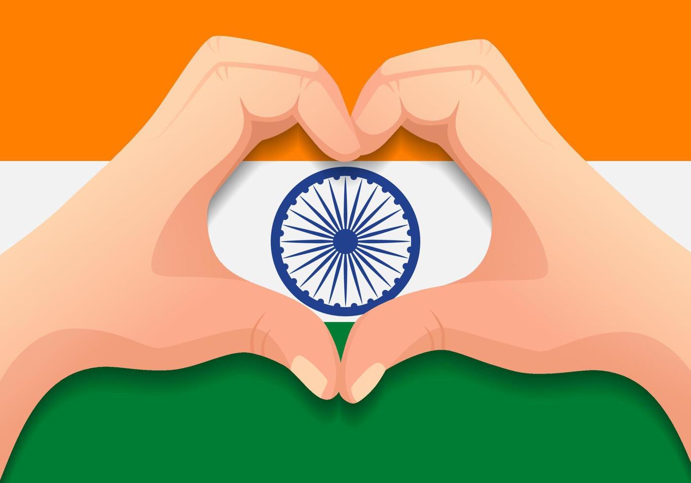 drapeau indien et forme de coeur à la main vecteur