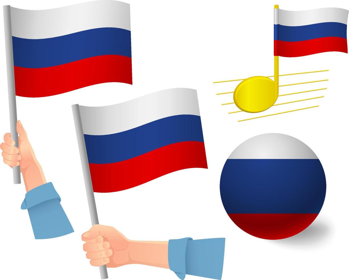 jeu d'icônes de drapeau de la russie vecteur