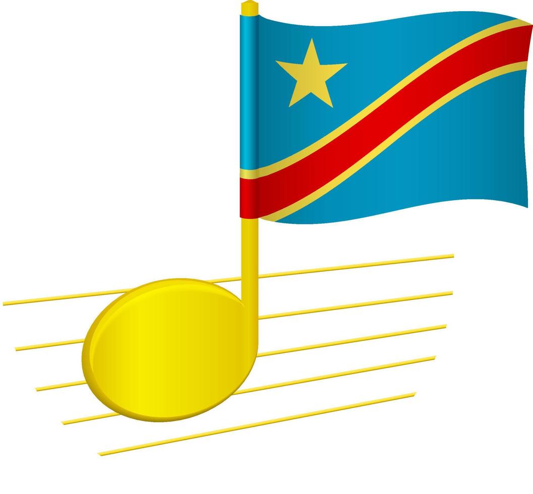 drapeau de la république démocratique du congo et note de musique vecteur