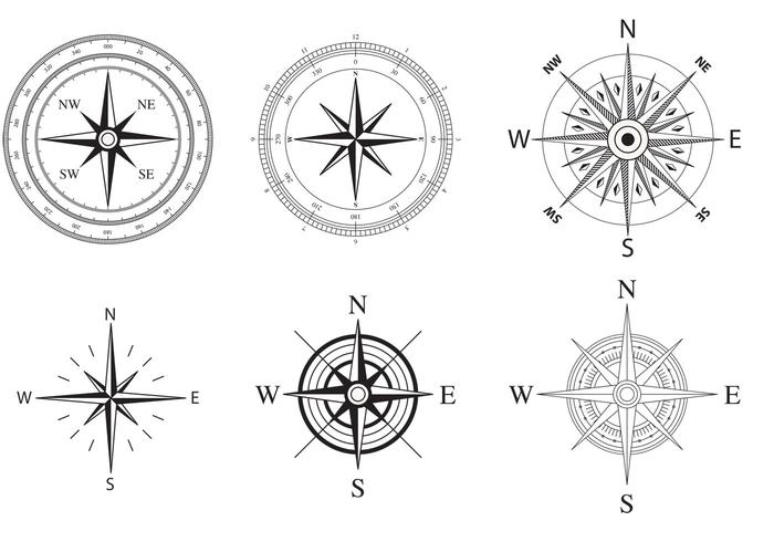 Wind and Nautical Compass Rose Vectors