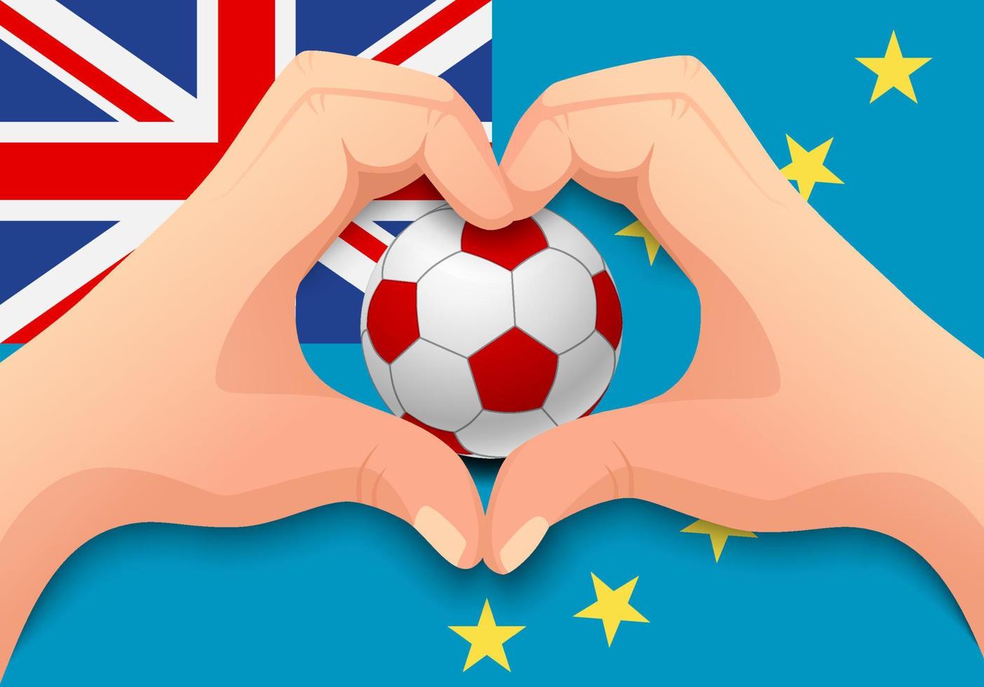 tuvalu ballon de football et main en forme de coeur vecteur
