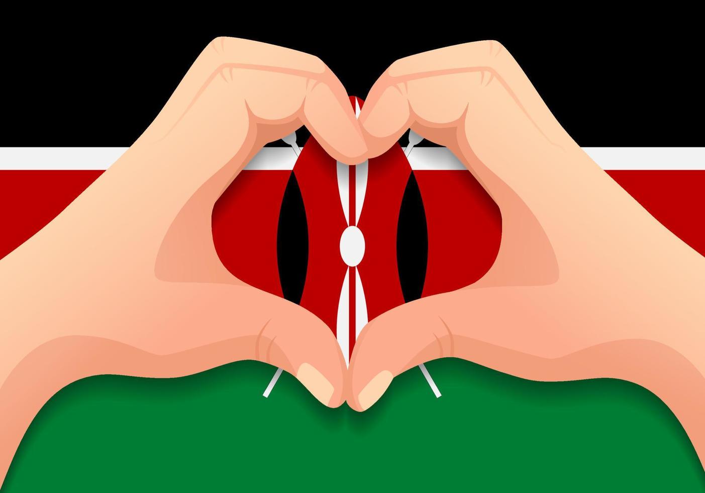 drapeau du kenya et forme de coeur à la main vecteur